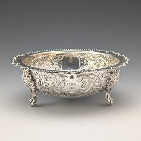 1891年 英国アンティーク シルバープレート製 脚付きボウル 直径13.5cm